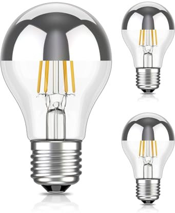 ledscom.de 3 pezzi E27 lampadina LED, A60, bianco caldo (2700 K), 4,1 W, 461lm, specchio per la testa (argento)