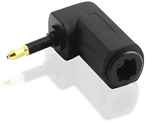 BestPlug Optischer Audio Adapter, Opto Toslink 3,5mm Klinke-Stecker männlich 90° abgewinkelt auf Opto Toslink 3,5mm Buchse Kupplung weiblich, geeignet für 2.1 5.1 und 7.1 Dolby Surround, Schwarz