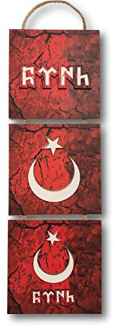 Gök-Türk Wandbild 'Ay Yildiz' Ertugrul Halbmond Stern Rot Bild für Wohnzimmer Büro Wohnung Deko Kunstdrucke