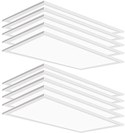 10 Pack 2x4 LED Flat Panel Light, 7800LM LED Drop Ceiling Light Office Shop Fixture, 5000K Flat Panel Lamp, 0-10V Dimmable 2x4 Recessed Edge-Lit Troffer Fixture for Commercial Office, ETL Listed