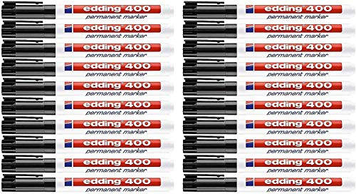Edding 400 400-001 Permanentmarker aus Faser, schnelltrocknend, Rundspitze, 1,0 mm Strichbreite schwarz (20 Stück)