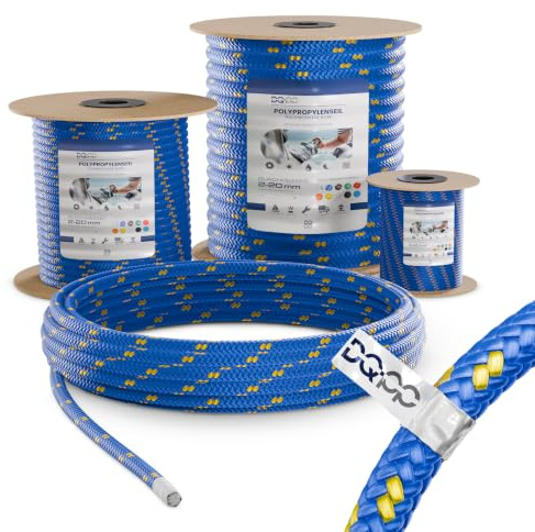 DQ-PP Corde Polypropylene | Bleu | 60 mètres | 6 millimètres d'épaisseur | Grapin Cordage | Marine Ficelle | Filet Cordage Cordelette Levage