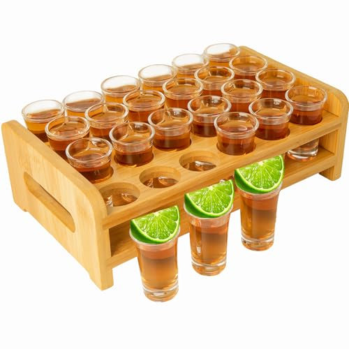 Schnapsglas Schnapsglas-Set, schnapsgläser 24 Stück, 15 ml-20 ml, Schnapsglas-Halter, klares Glas für Party, Club, Bar, Spirituosen (15 ml-20ml, 24 Stück)
