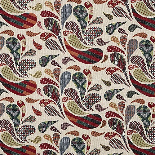Kt KILOtela - Polsterstoff, Dekostoff, Gobelin Jacquard, Polsterung für Stühle, Sofas, Möbel, 330 gr/m², Modische Accessoires, Tischdecke, Vorhang, Dekoartikel, Cachemire, Beige, Mehrfarbig - 1 Metre