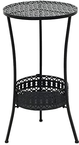 KTHLBRH (Blitzlie ferung) Terrasse oder Balkon Bistrotisch Schwarz 40x70cm Metall Beistelltisch, Gartentisch, Teetisch, für Garten