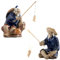 LTDYRCT061 Harz Figuren Angeln 2 Stück Miniatur Fischer Statue Angeln Alter Mann Figur Angeln Figuren Dekoration Alten Mann Garten Statue für Aquarium Micro Landschaft Bonsai Fee Garten Dekorationen