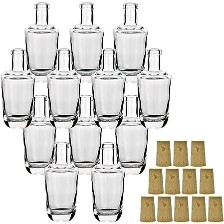 Gouveo Set 12 Bottiglie in Vetro 250 ml 'Alchimia' Con Tappo in Sughero (SK) - Per Riempimento Liquore