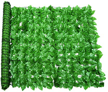 ikasus Brise-vue, protection contre le vent, feuilles de lierre artificielles, décoration murale, brise-vue pour balcon avec grille pour balcon, terrasse, clôture, décoration extérieure, vert clair