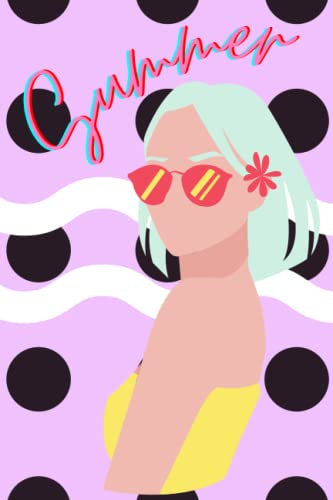 Summer Notebook: Young Woman Summertime Spotty Lilac Lined Blank Notebook