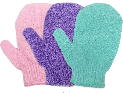 Gant de Douche Exfoliante Gant Corps a Gommage Gants de Bain LOT de 6 (3pcs)