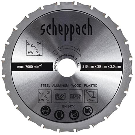 Original Scheppach Sägeblatt | Ø216 x 2 x 30 mm | Hartmetall Kreissägeblatt mit 24 Zähnen | passend für Scheppach Kappzugsäge HM90MP | Ersatzsägeblatt Multifunktionssägeblatt