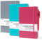 feela Hardcover-Notizbuch für die Arbeit, klassisch, liniert, liniert, Schul- und Businessbedarf, mit 3 schwarzen Stiften, 120 g/m², 13 x 21,1 cm, 3 Stück, A5, einfarbig, Grau, Beere, Smaragd