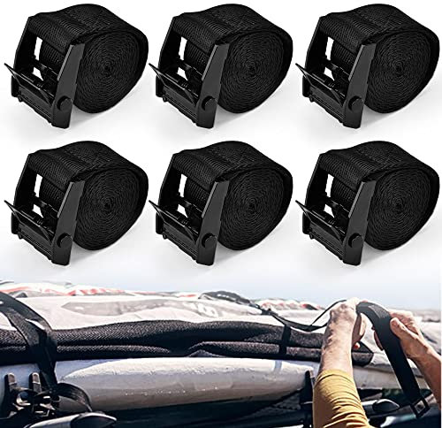 skytowards 6 Stück Spanngurte Kurz Zurrgurte mit Klemmschloss Ratschengurt 1M Klemmschlossgurt Schwarz Verstellbare Befestigungsgurt Befestigungsriemen Fahrradgurte für Motorrad Fahrradträger