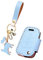 KUNIO Coque de clé à charnière Compatible avec VW Golf 7 Passat MK7 Compatible avec Skoda Octavia Combi Superb Kodiaq Convient pour Seat Ibiza Cuptra Cuir Porte-clés Housse de Protection Bleu Ciel