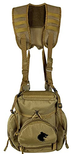 FIELDCRAFT Binocular Harness Chest Pack Field Pack Case for Men and Women for Binos Cameras Optics Rangefinder Gear Green (Coyote Brown)