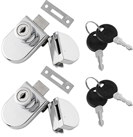 VILLCASE 2ensembles Serrure Armoire Alliage De Zinc Serrure De Vitrine Avec Porte Verre Loquet De Meuble Robuste Et Sécurisée