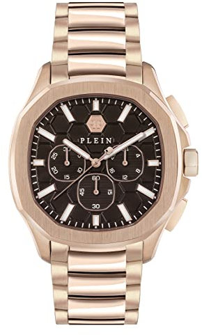 Philipp Plein Herren Analog Quarz Uhr mit Edelstahl Armband 7630615129501