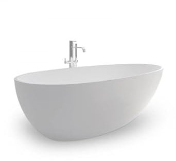 SENSAE - BAIGNOIRE ILOT - Baignoire Moderne Ovale - Cosy et Confortable - Solid Surface - Blanc Mat - 88x170x56cm