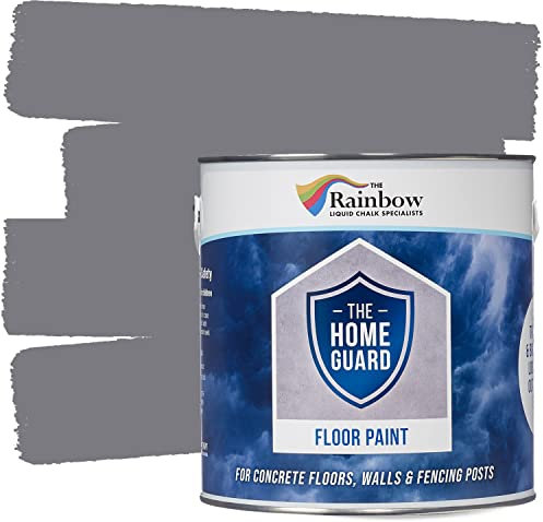 RAINBOW CHALK MARKERS LTD HOME GUARD FLOOR PAINT Hard Wearing Water-Based Paint that is ideal for Interior and Exterior Concrete, Patio Floors. Satin Finish (5L, Grey)
