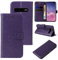 LBH Handy Hülle für Samsung Galaxy S10 Case Handytasche Schmetterling Blumen Flower Standfunktion Schutzhülle Magnet Rundum Schutz 360 Grad Flipcase Cover Violett