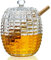 H&D Hyaline&Dora Crystal Honey Jar with 2 Dippers, Glass Dispenser Honey Pot Containers,Honey Dipper Stick and Jar Set,Handmade Beehive Honey Jar with Dipper(9oz)