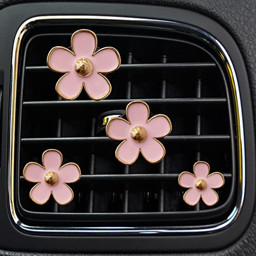Daisy Air Vent Clips, 4-Pcs Nette Blume Auto Klimaanlage Outlet Clip Auto Air Freshener Clip Charm Auto Inter Decor Zubehör für Frauen (pink (4 Stück))