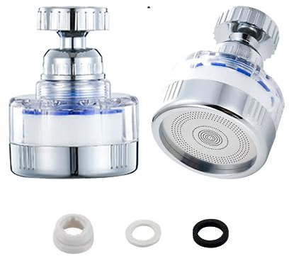 2 Pcs Faucet Water Filters, 360 Degree Rotating Sink Faucet Filter,Carbon Water Purifier Filter Cartridge Water Tap Removes Chlorine Fluoride Heavy Metals Hard Water