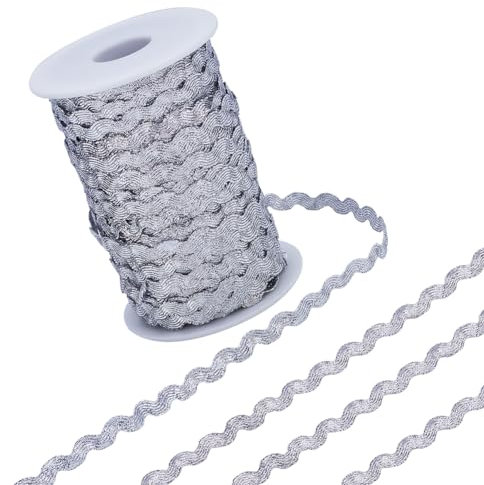 GORGECRAFT 50m RIC Rac Biegefransenbesatz 5mm Breit Wellenbänder Dunkelgrau Gewebtes Geflochtenes Stoffband Für Heimwerker Nähen Basteln Hochzeit Kleid Kleidung Verschönerung Party Geschenkverpackung