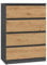 CDF Kommode Malwa M4 | Farbe: Anthrazit - Eiche Artisan | Schrank für Dokumente, Kleinigkeiten | Ideal für Wohnzimmer, Schlafzimmer, Kinderzimmer, Jugendzimmer und Büro | 4 geräumige Schubladen