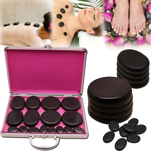 16 PC Set Per Massaggio Con Pietre Calde, Riscaldatore Pietre Calde Pietre Laviche Per Massaggio Pietra Massaggio Pietre Basalto In Custodia Riscaldante Set Portatile Adatto Per Scaldapietre Massaggio