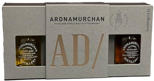 Ardnamurchan AD Gift Set | Highland Single Malt Scotch Whisky Tasting Set | 4 x 5cl Miniature Bottles | Crafted in Scotland by the Ardnamurchan Distillery