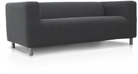 FAVERTI Sofabezug kompatibel mit dem Sofa KLIPPAN 2-Sitzer von IKEA | Modell Novelle | Dunkelgrau | Qualitätsschutz aus Jacquard-Stoff und Baumwollgefühl