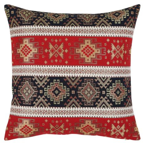 pillowerus Gobelin-Kissenbezug, Gobelin, 40,6 x 40,6 cm, ethnischer türkischer Kelim, Tribal-Stil, dekorativ für Heimdekoration, Sofa, Couch, Veranda, Terrasse, Fensterbank, P-KG01-RBK-1616