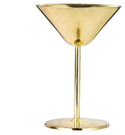 soulnioi 1PCS Martini Cocktail Glasses,V Shaped Stainless Steel Gold Martini Cocktail Glasses for Serving Cocktails,180ML Gift Set for Valentines Wedding Anniversary