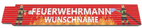 2m Zollstock - Feuerwehrmann - mit Wunschname - Text - Spruch - individuell personalisiert - Glieder-Maßstab - Meterstab bedruckt - für Männer Opa Papa Vatertag Wunschtext Weihnachten Baustelle