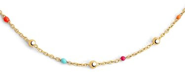 SINGULARU - Collier Dots L Colors Enamel. Acier avec Finition Plaqué Or 18Kt. Chaîne avec Perles. Bijoux pour Femme