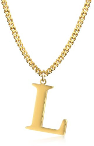 Symretie Goldkette mit Buchstaben L,14K Gold Vergoldet Initial Halskette,Edelstahl Kette mit L,Gold kettenanhänger kette für Damen Mädchen