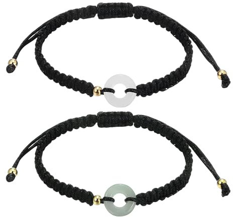 Cosswe Glücksarmband Ping An Schnalle Armband, 2 Stück Feng Shui-Armband Verstellbare Schnur Freundschaft Bangle Pärchen, Personalisierte Armbänder für Paare und Bester Freund