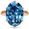 Linawe Aquamarine Ring Blue Cubic Zirconia Imitation Diamond Crystal Jewellery for Women Rose Gold, Birthstone Gemstone Adjustable Ring, Oval Rhinestone Chunky Boho Cocktail Dupes