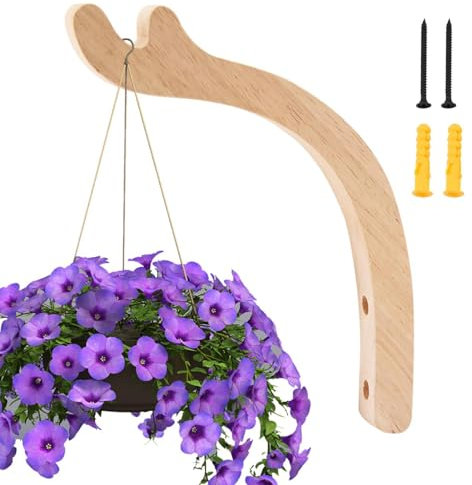Crochet pour plants suspendu, Crochet Suspension plants en Bois, support mural en bois pour plants Crochet de Suspension Mural robuste pour Lanternes, Support Fleurs, Carillons éoliens, Jardinière