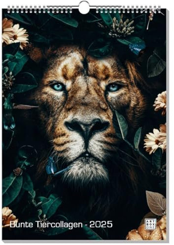 artboxONE Kalender 2026 Bunte Tiercollagen Wandkalender A3 2026 Tiere