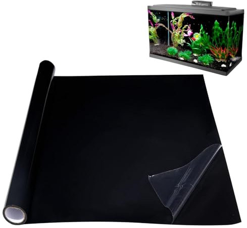 Jiimhte Schwarzer Statisch Haftender Aquariumhintergrund, 40x200cm Hochwertig Statisch Haftend Schwarzer Hintergrund, Aquarium-Aufkleber-Hintergrund Für Aquarien