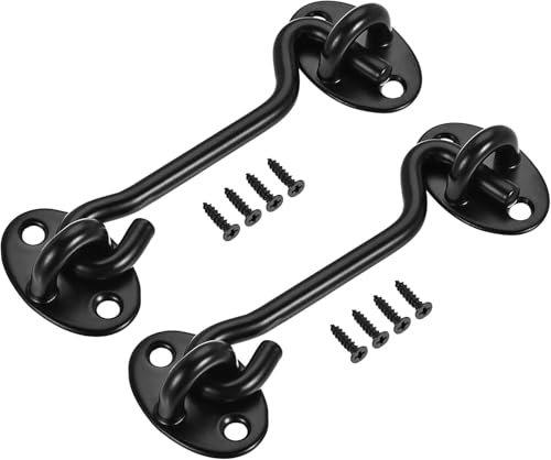 ORTAVA 2 ganchos para tormentas de acero inoxidable, 100 mm, con ojal, pestillo de puerta, soporte para puerta, gancho para ventana, puerta de granero, puerta de jardín, puerta de garaje con 8