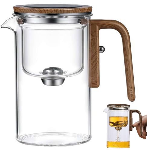 Enchantipot Magische Teekanne Mit Wassertrennung, Glas-Teekanne Mit Sieb, Filterglas, Drucksteuerung für Losen Tee (Weiß)