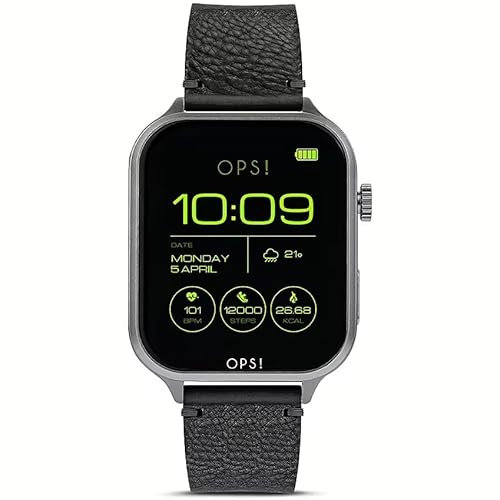 Orologio Smartwatch Uomo Opssw-51cassa in alluminio e cinturino in Pelle Nero