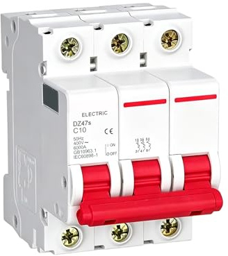 MOUMOUTEN Interruptor automático miniatura, DZ47-63 3 poles AC400v 10A Interruptor de protección contra sobrecarga para la protección de equipos de circuito