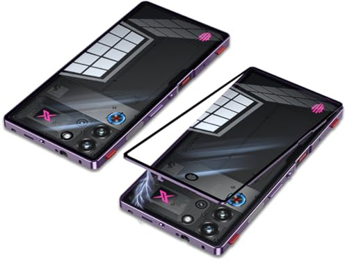 QUIETIP - Schutzhülle kompatibel mit Red Magic 10 Pro & 10S Pro mit Displayschutzfolie, Metallrahmen + Rückseite aus transparentem Hartglas, Violett