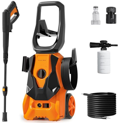 Pressure Washers 1800w 140Bar 7L/min Jet Washers Pressure Washers with Adjustable Foam Cannon & Nozzle Accessory,Power Washer for Patio/Car/Garden/Driveway
