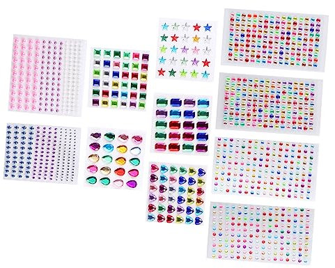 DIYEAH 11 Bögen Mit Juwelenaufklebern – Kristalldiamantaufkleber Selbstklebende Strass-Aufkleber Zum Basteln Nicht Für Glatte Oberflächen