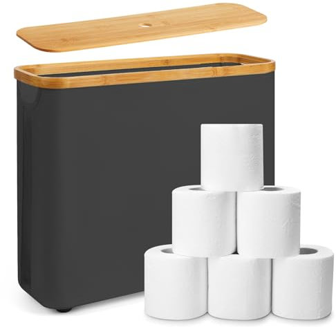 LUOJINYI Portarrollos Papel Higienico, Cesta Papel Higienico, Porta Rollos de Papel Higienico, Soporte Papel Higienico con Tapa, Toilet Paper Holder Capacidad para 12 Rollos de Papel higiénico, Beige